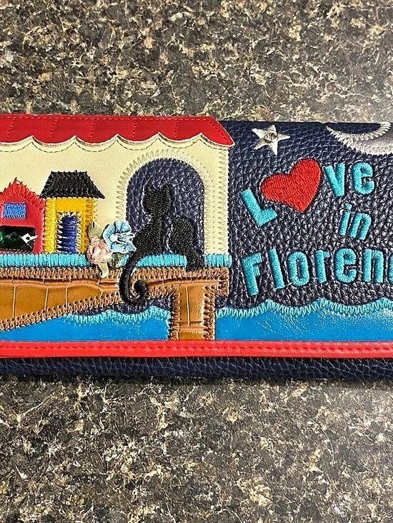 Totti Blu Handbags - Tottyblu Braccialini Style "Love in Florence" Embroidered Wallet - Rare